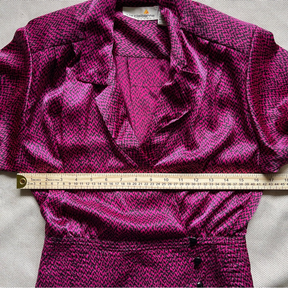 Structured Shoulder Blouse VTG 80s Liz Claiborne 8 Office Dopamine Dressing Pink - Picture 9 of 12